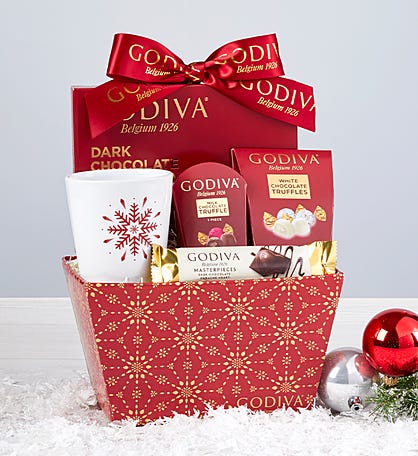 Godiva Glistening Gift Basket Red